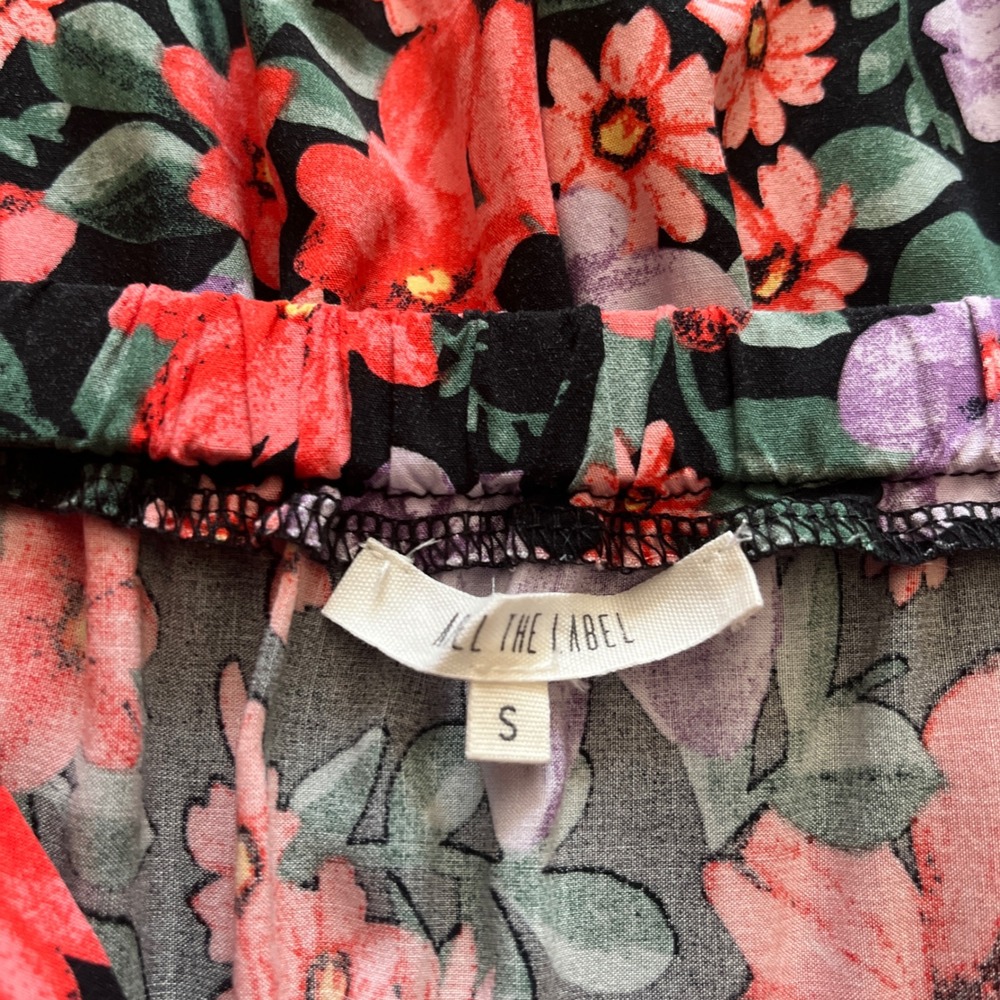 Abel the Label Womens Floral Tiered Maxi Skirt Black Red Purple Rayon Size S - Picture 3 of 8
